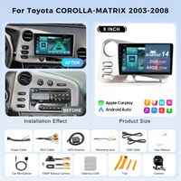 Nunoo Car Screen with Frame Line for T0VOTA  COROLLA-MATRIX2003-2008