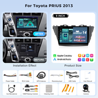 Nunoo T100 2+64G Car Audio with Frame Line for T0VOTA Prius 2013 2018